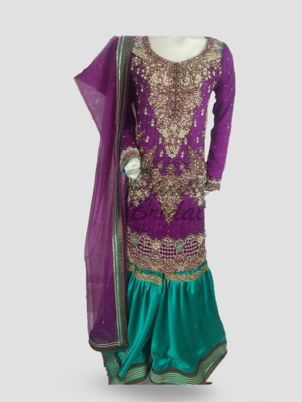 Magenta Seagreen Frock Style Dress for Parties