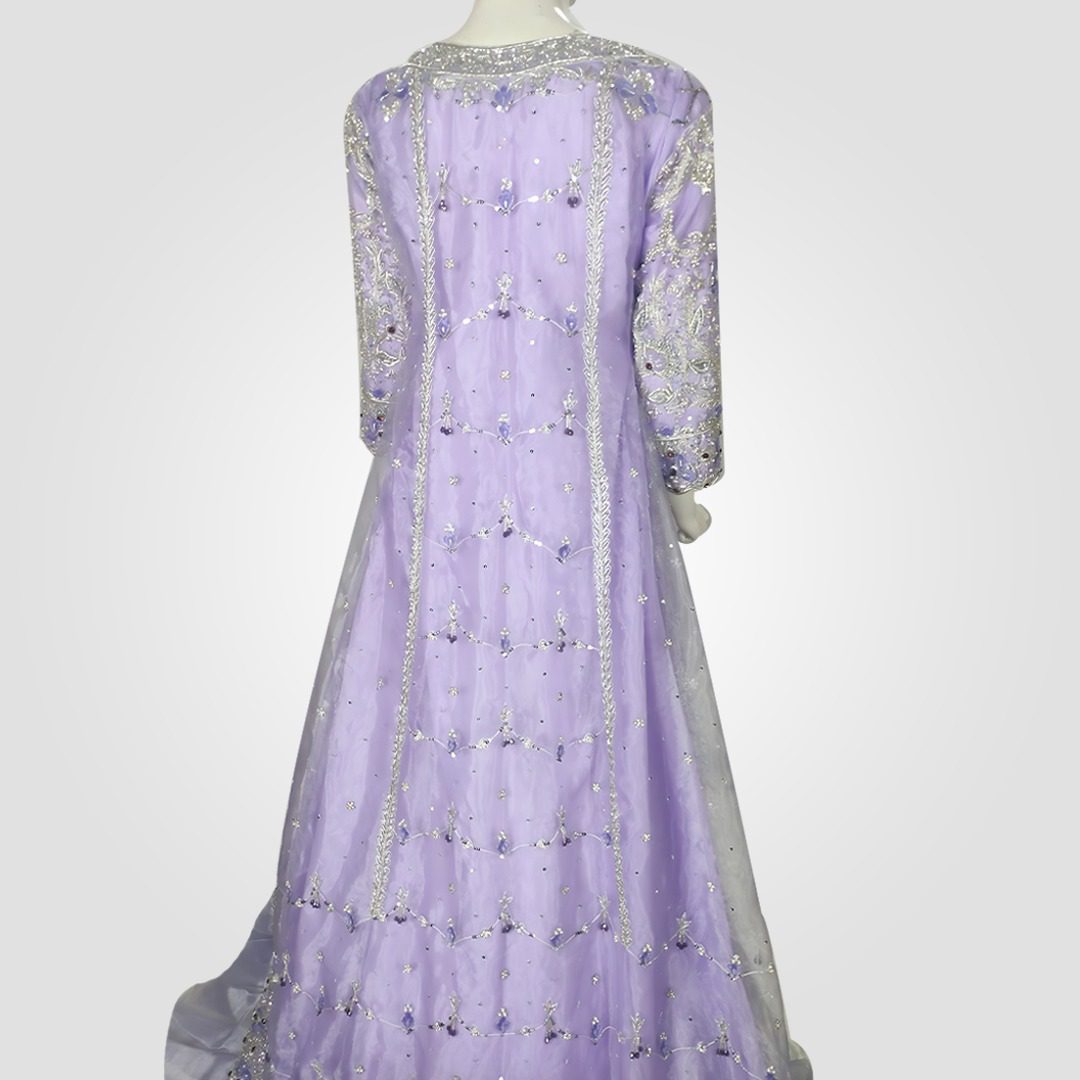 Periwinkle Purple Walima Dress in Maxi Style - Elegant Bridal Look - Image 4