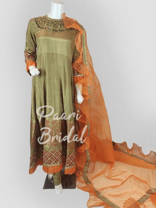 Elegant Organza Cotton Frock with Embroidery