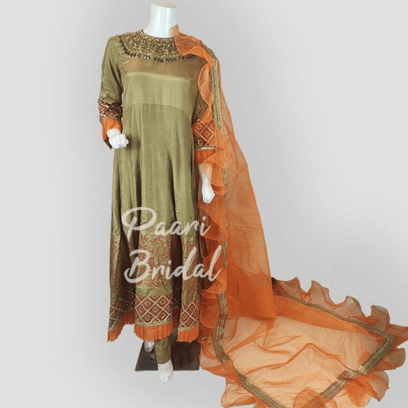 Elegant Organza Cotton Frock with Embroidery