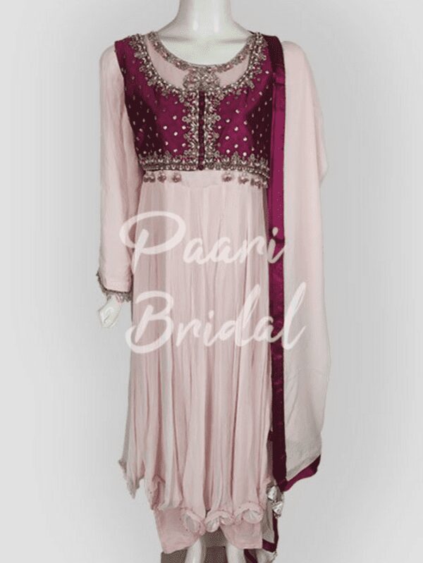 Elegant Khaadi Cotton Broushia Pink with Sequins & Dupatta