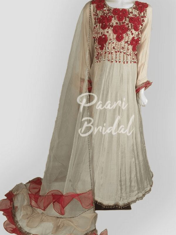 Elegant Silk and Organza Eid Dress with Handmade Embroidery