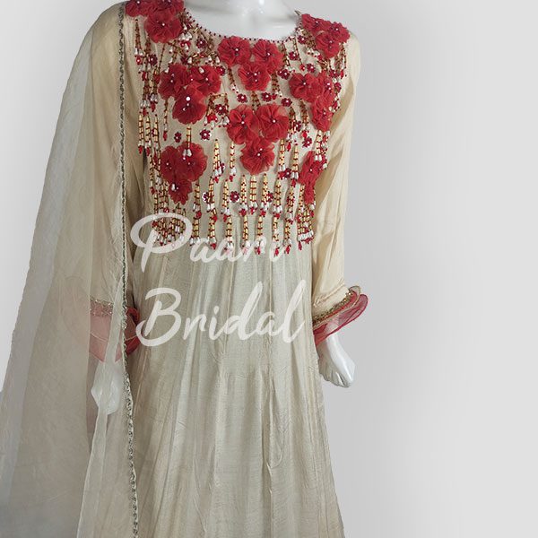 Elegant Silk and Organza Eid Dress with Handmade Embroidery - Image 2