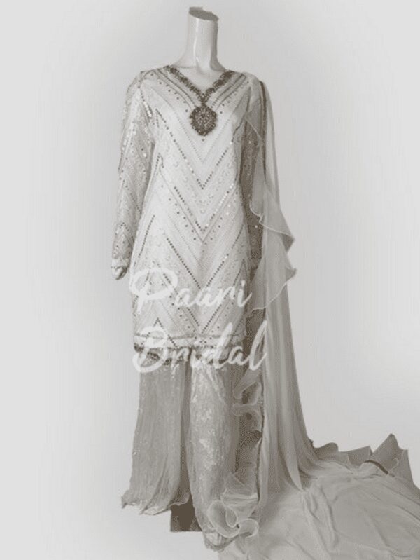 Organza Embroidery V-Neck Eid Dress