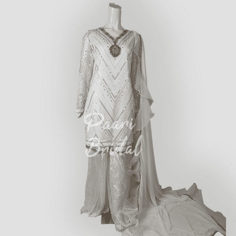 Organza Embroidery V-Neck Eid Dress