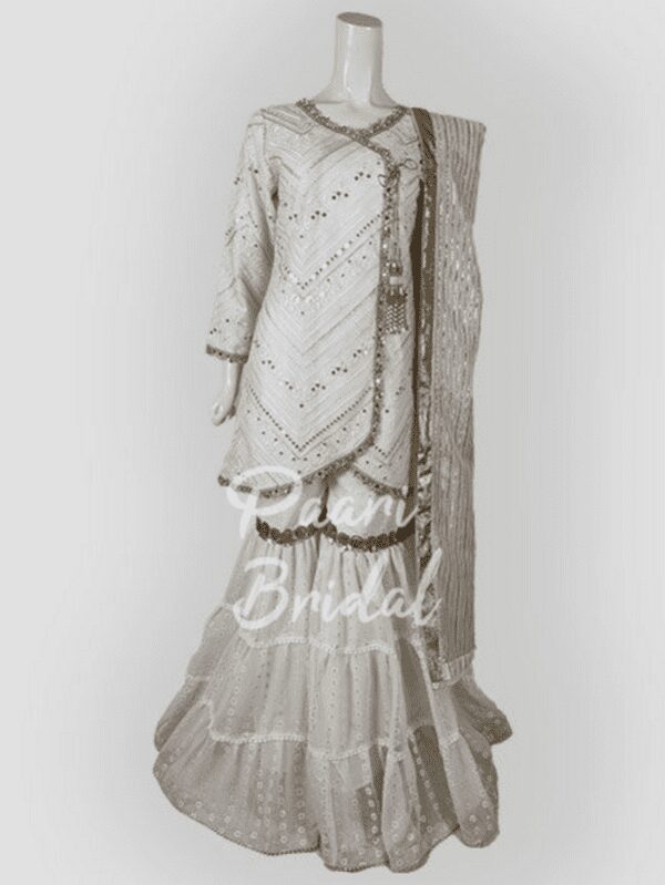 3-Layer White Banarsi Gharara for Eid Elegance