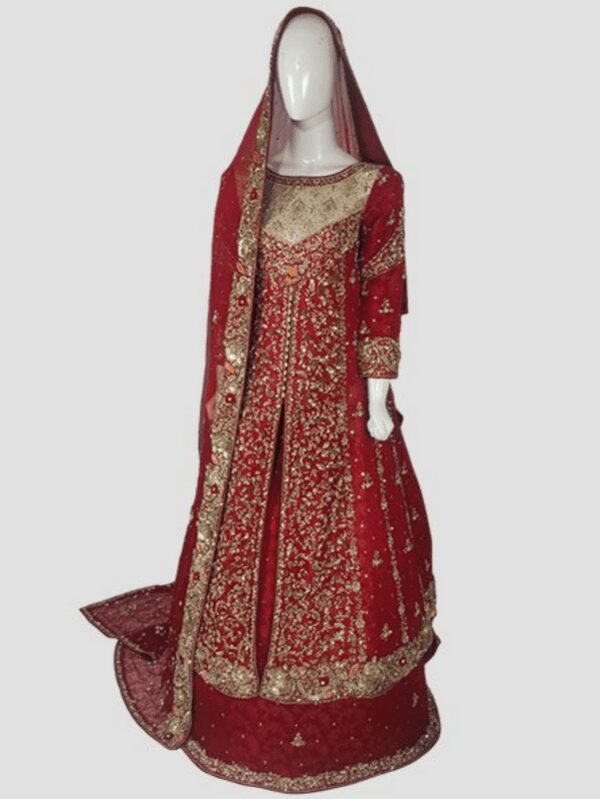 Elegant Long Shirt Chiffon Sharara for Brides | Red Bridal Wear
