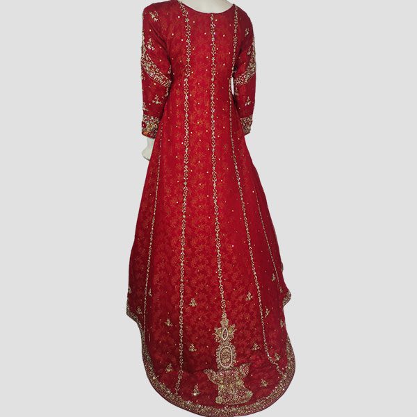 Elegant Long Shirt Chiffon Sharara for Brides | Red Bridal Wear - Image 6