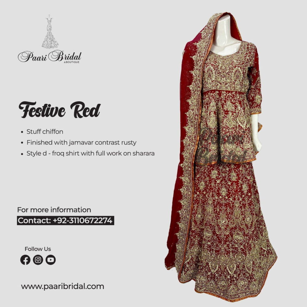 Elegant Festive Red Bridal Sharara for Grand Weddings