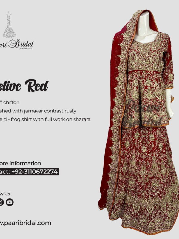 Elegant Festive Red Bridal Sharara for Grand Weddings