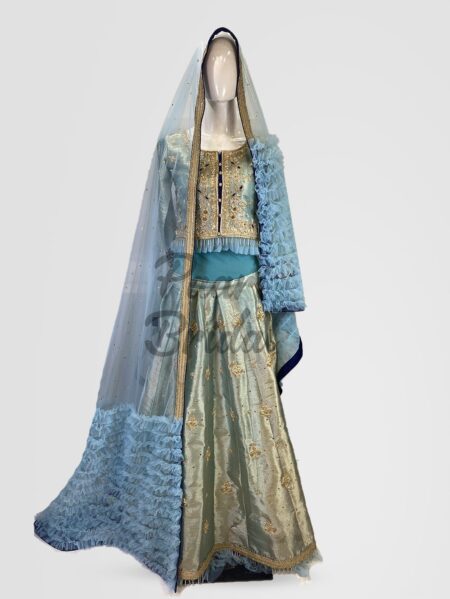 Elegant Aqua Mist Party Wear Dress