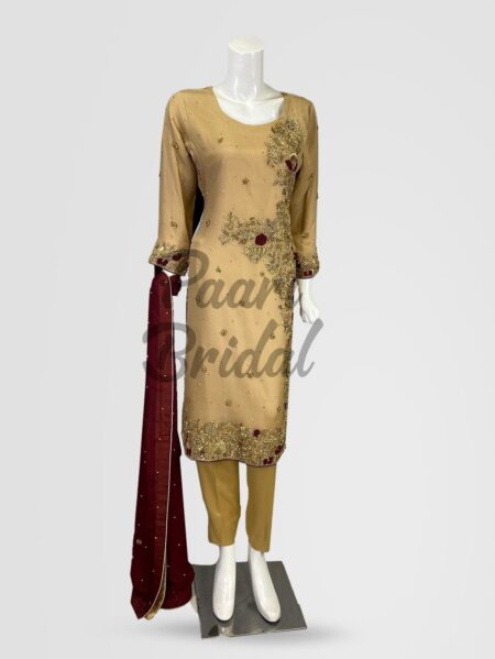 Elegant Rich Mahogany Maroon Airline Dress for Weddings