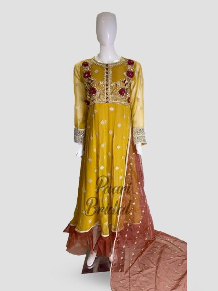 Mustard Maroon Maxi Dress – Party Wear Elegance