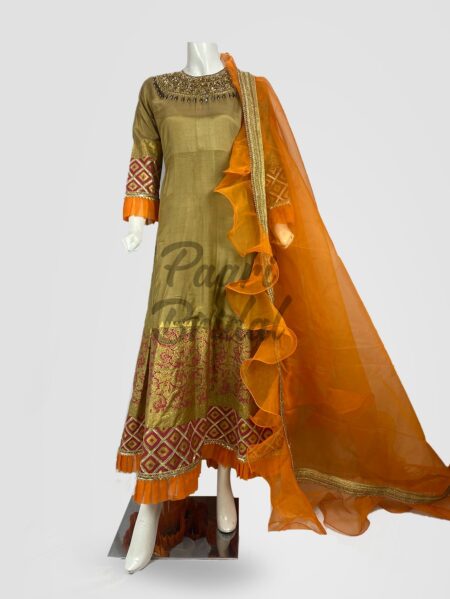 Golden Orange Glow Cove Dress – Stunning Party Wear