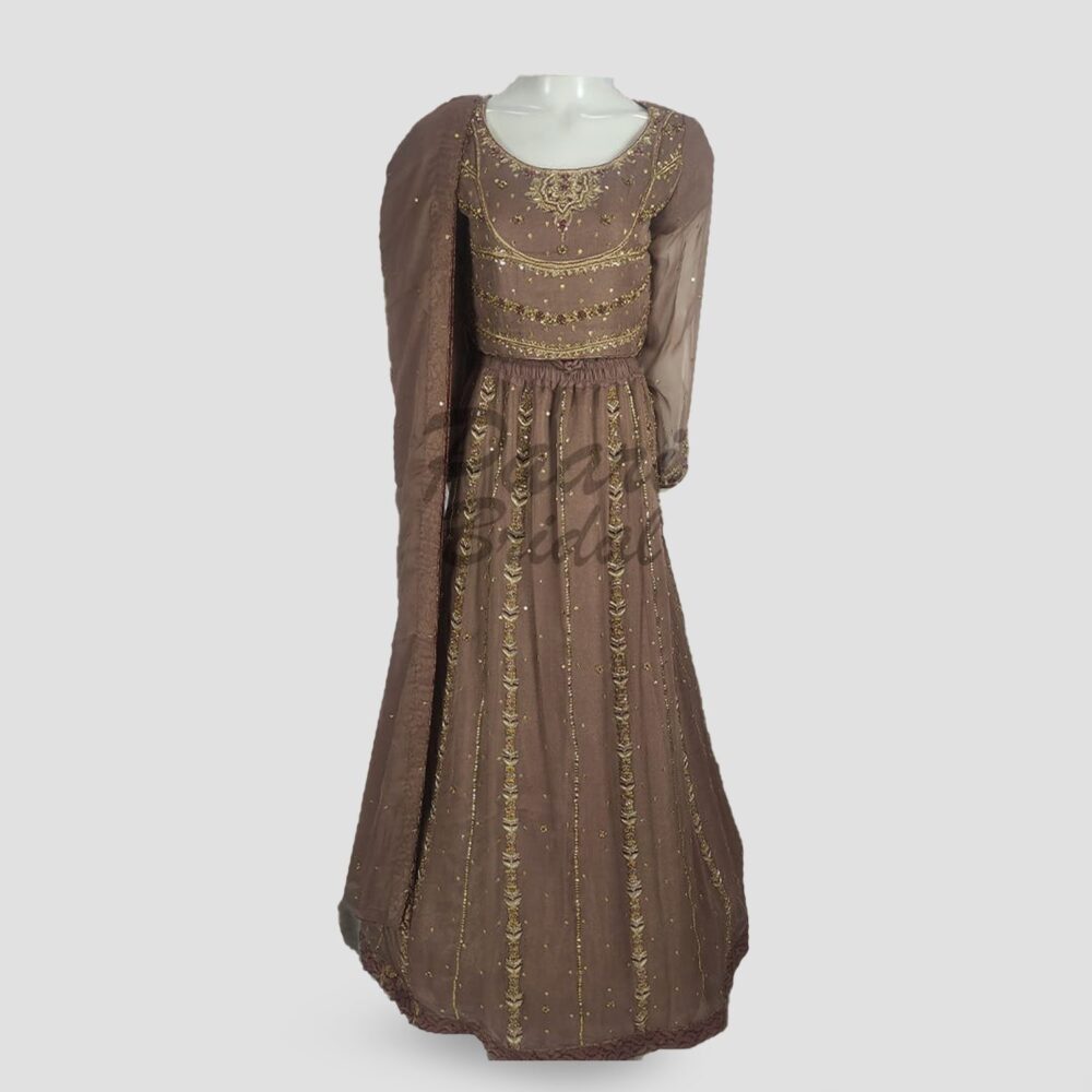 Elegant Deep Brown Sharara Dress with Choli Style