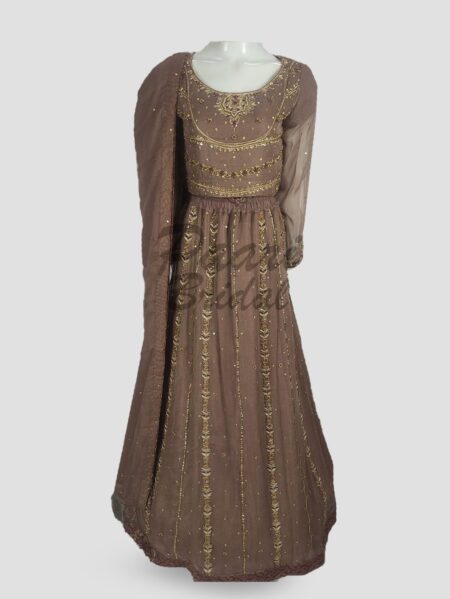 Elegant Deep Brown Sharara Dress with Choli Style