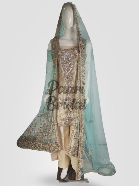 Golden Copper Walima Maxi – Elegant Bridal Dress