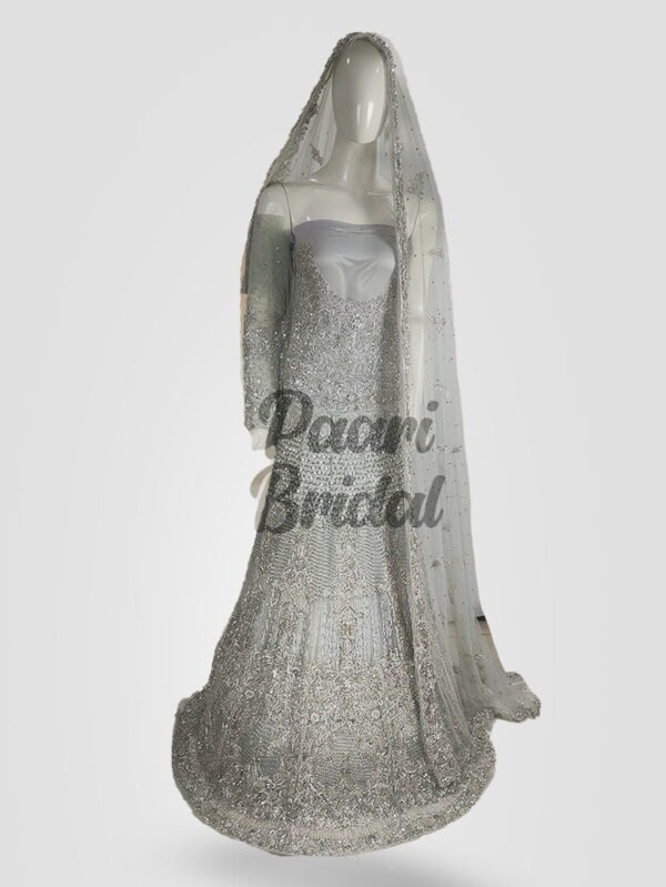 Silver Grey Walima Maxi – Elegant Bridal Dress