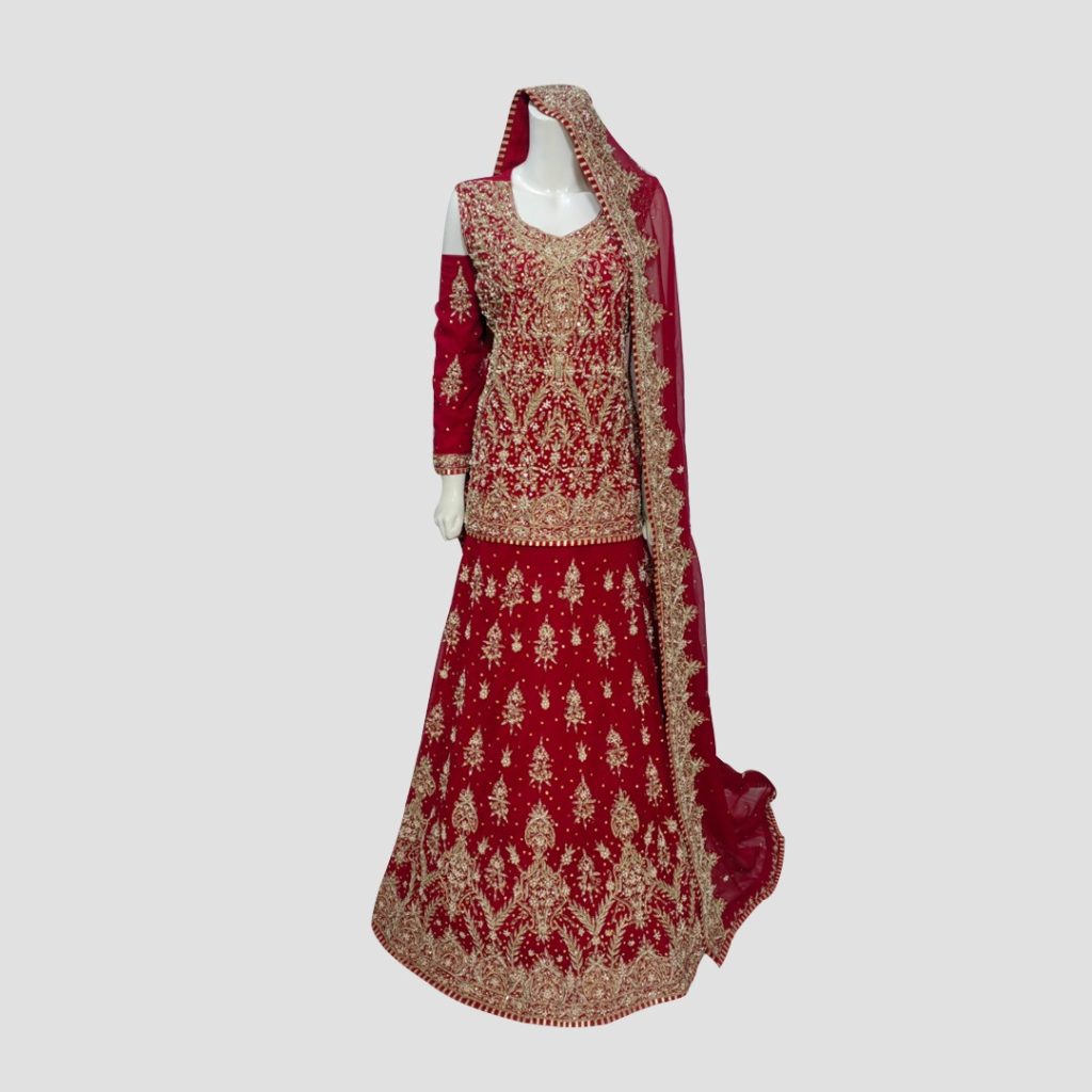 Rosewood Glow Bridal Sharara – Timeless Elegance