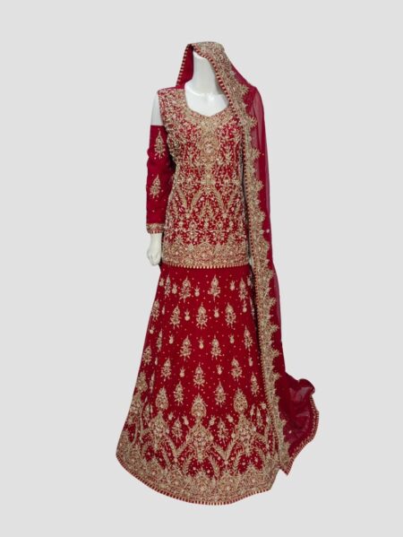Rosewood Glow Bridal Sharara – Timeless Elegance