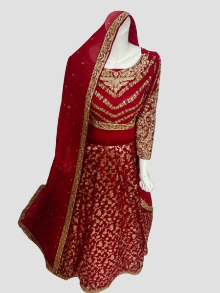 Deep Red Barat Sharara Dress for Brides