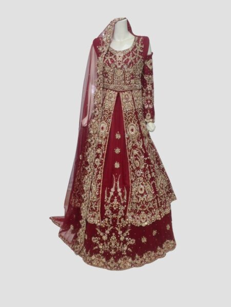 Pure Red Bridal Sharara Dress for Weddings
