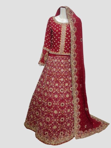 Cherry Red Bridal Sharara Dress – Elegant & Timeless