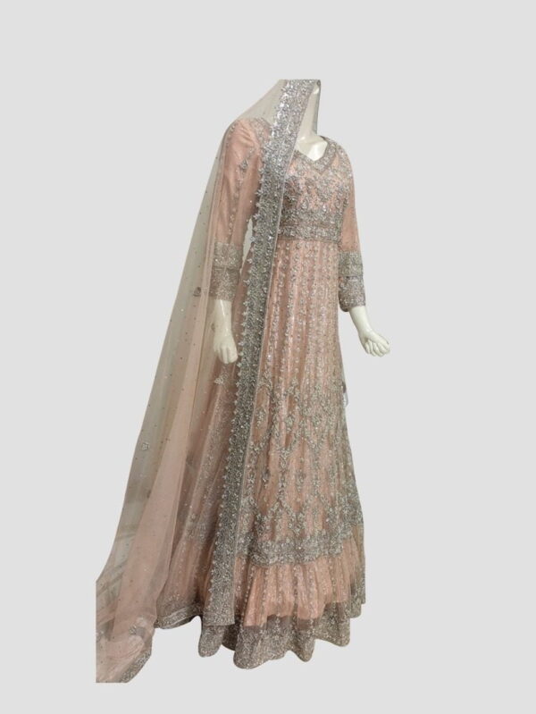 Peachy Pink Paradise Walima Maxi Dress | Elegant Wedding Dress