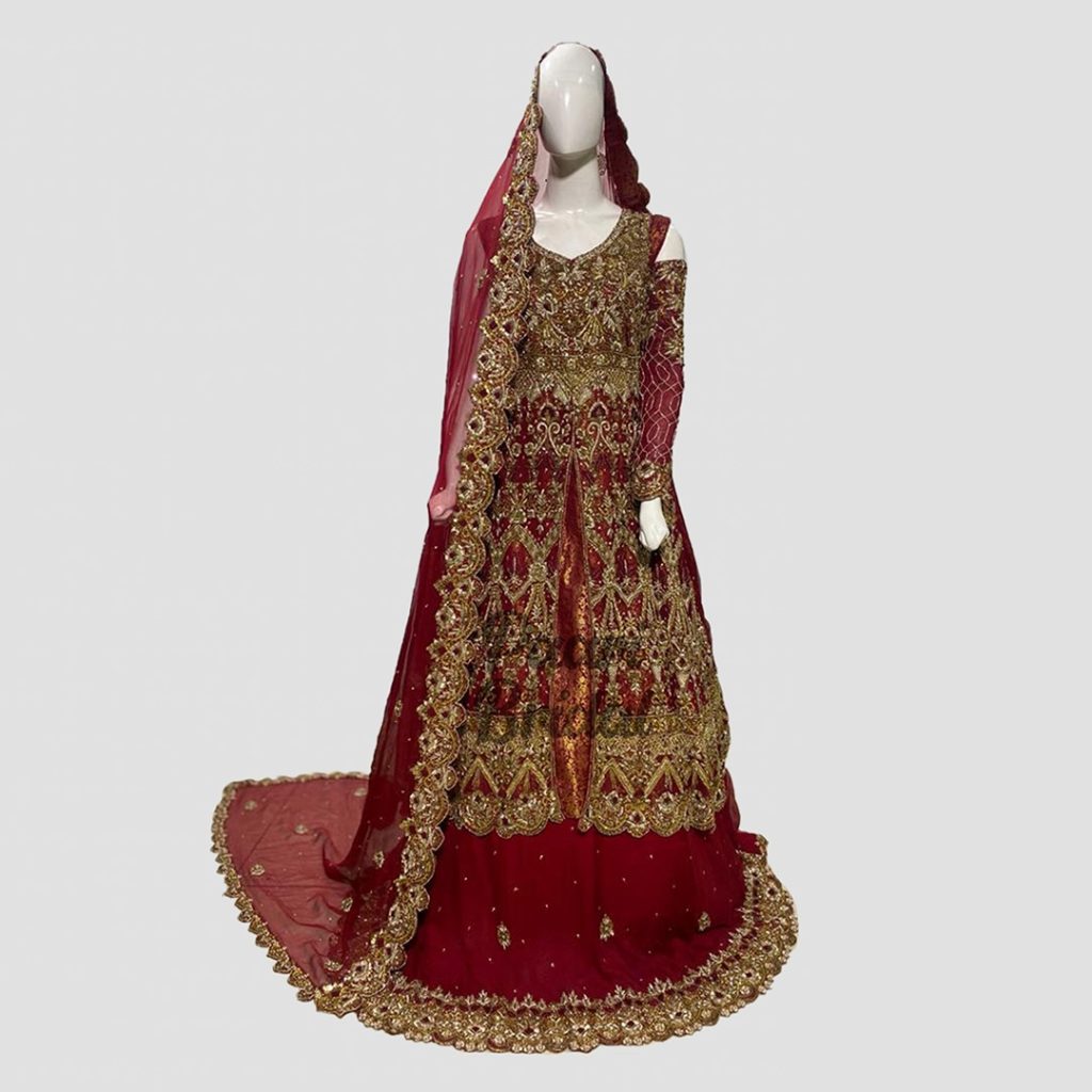 Maroon Velvet Bridal Sharara Dress for Elegant Weddings