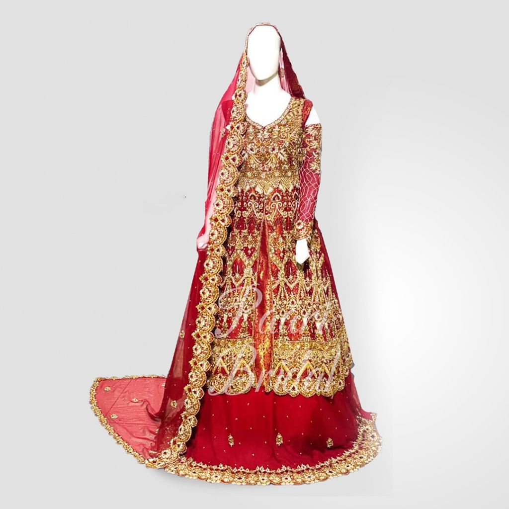 Red Aurora Golden Bridal Sharara for Modern Brides