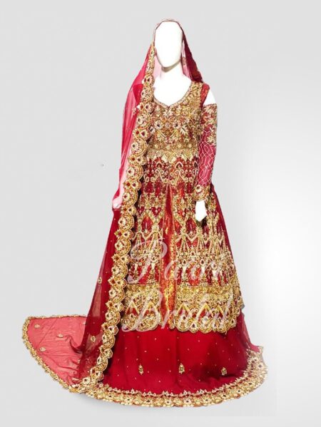 Red Aurora Golden Bridal Sharara for Modern Brides