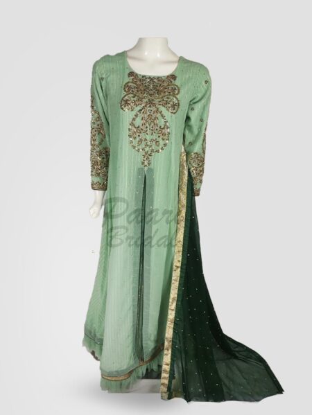 Pistachio Cream Maxi Dress - Elegant Long Frock Style