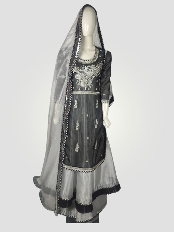Deep Black Party Wear Maxi | Elegant Organza Dress