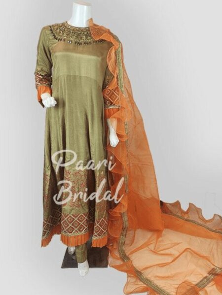 Elegant Organza Cotton Frock with Embroidery