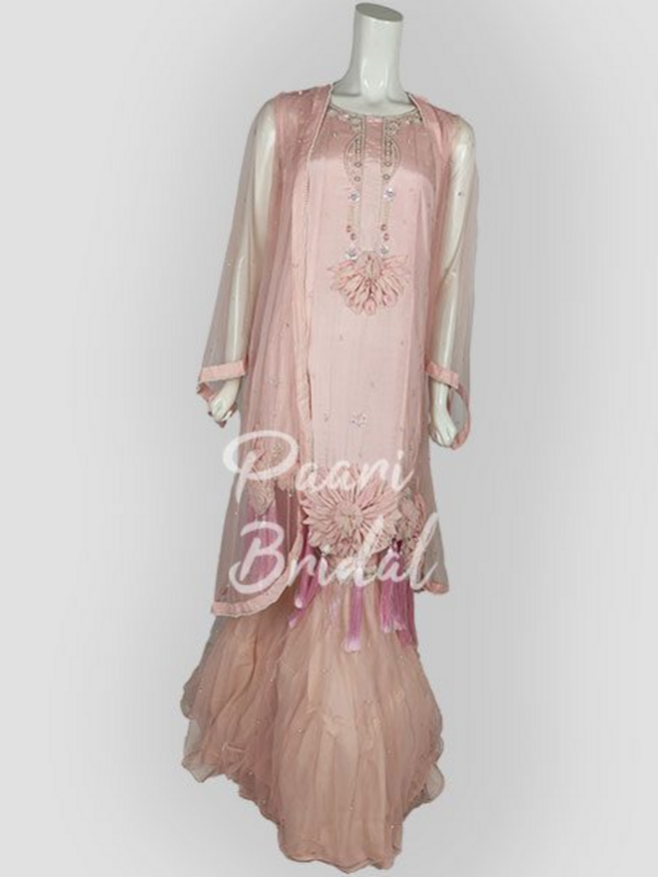 Pink Pearl Eid Dress – Silk & Organza Elegance