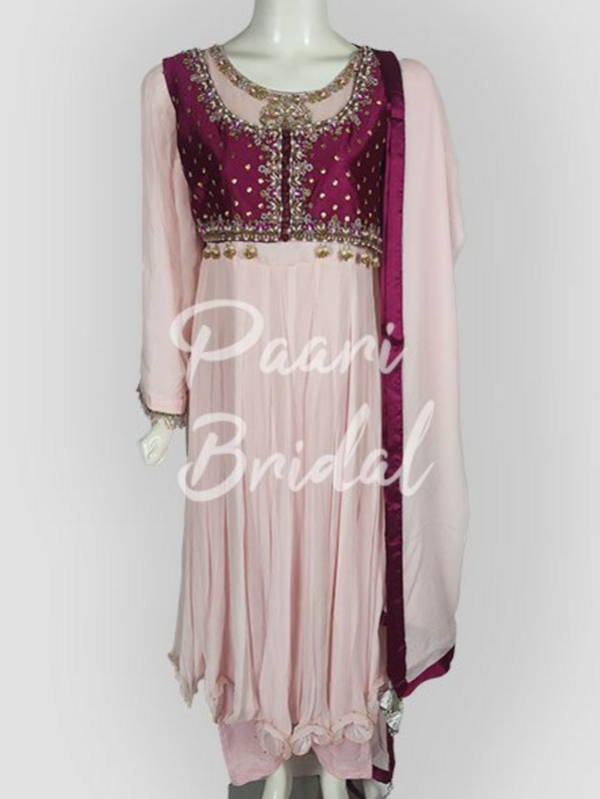 Elegant Khaadi Cotton Broushia Pink with Sequins & Dupatta