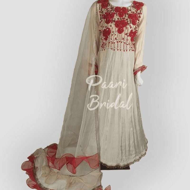 Elegant Silk and Organza Eid Dress with Handmade Embroidery 1 Elegant Silk and Organza Eid Dress with Handmade Embroidery