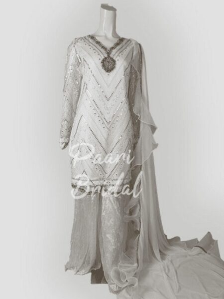 Organza Embroidery V-Neck Eid Dress