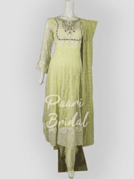 Crayola Yellow Bridal Frock with Dupatta for Eid