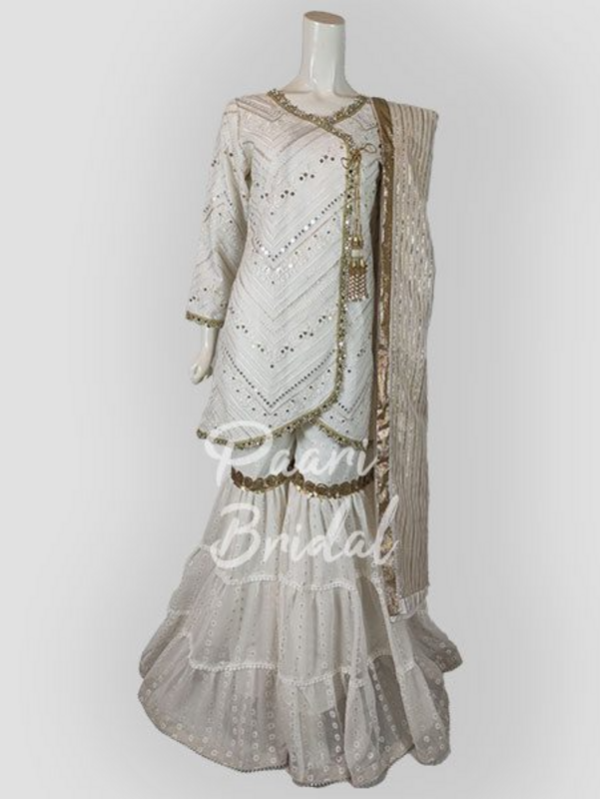3-Layer White Banarsi Gharara for Eid Elegance