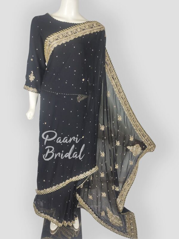 Handmade Cuora Dabka Saree – Elegant Black Design