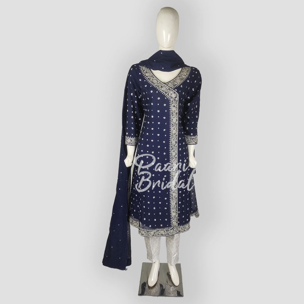 Elegant Khaadi Net Party Wear Anarkali with Dapka & Sequins