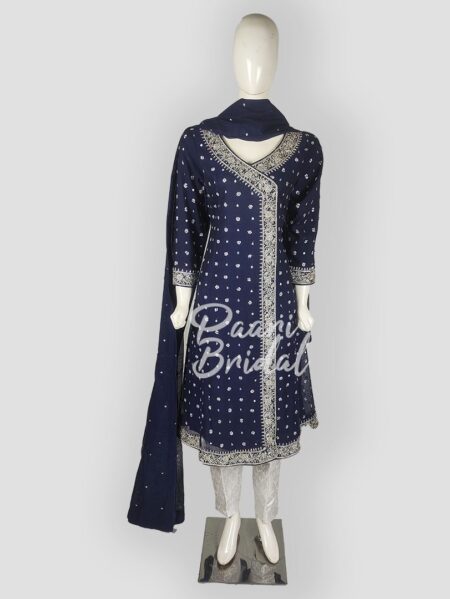 Elegant Khaadi Net Party Wear Anarkali with Dapka & Sequins