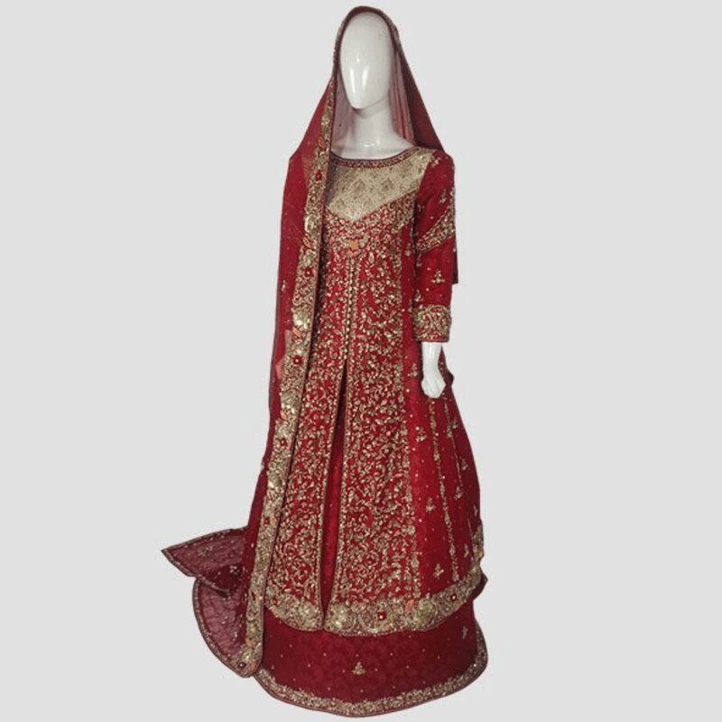 Elegant Long Shirt Chiffon Sharara for Brides | Red Bridal Wear 1 Elegant Long Shirt Chiffon Sharara for Brides | Red Bridal Wear