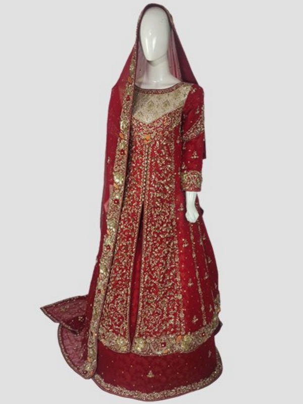 Elegant Long Shirt Chiffon Sharara for Brides | Red Bridal Wear