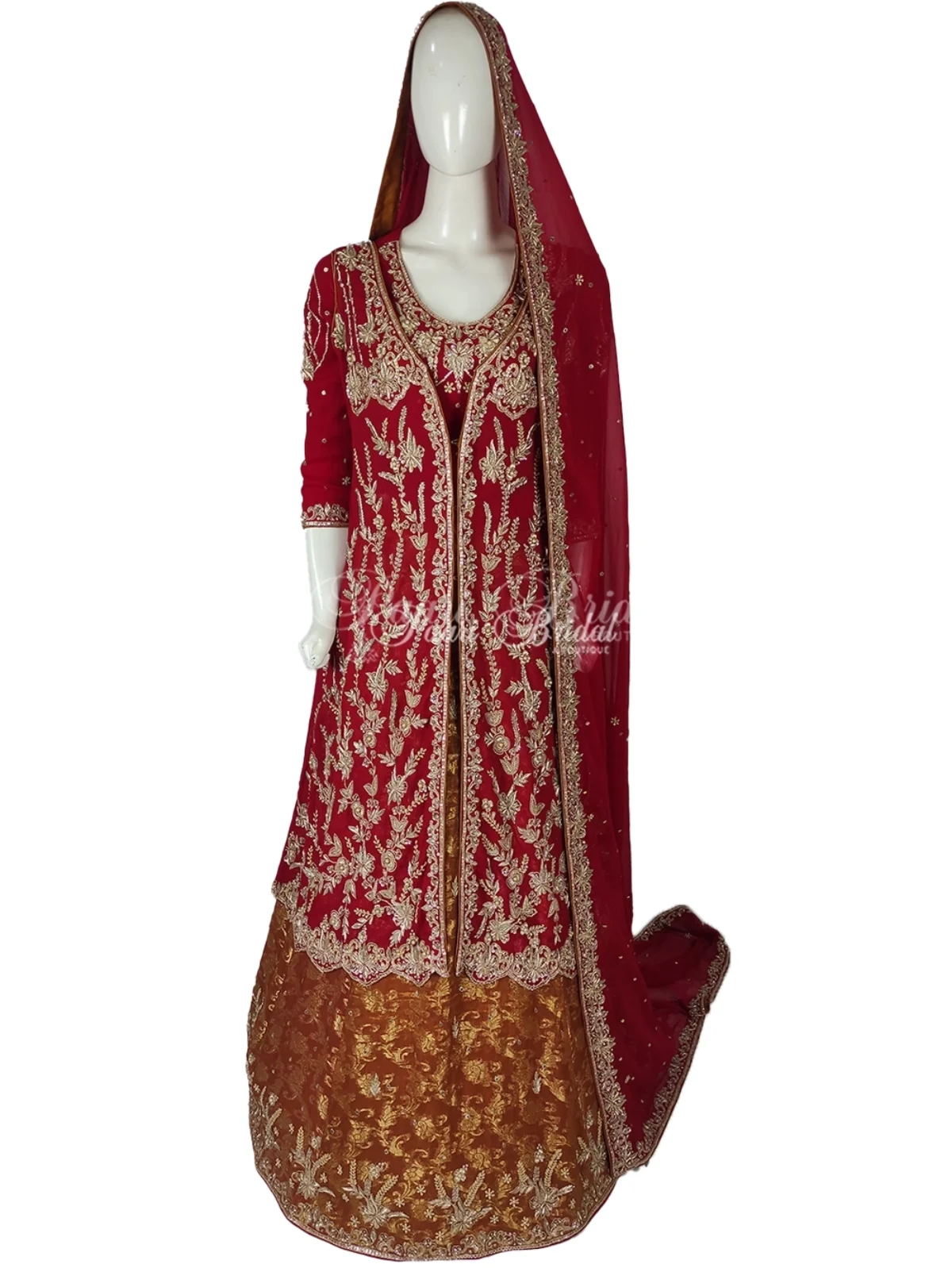 slim fit dress slacks Red Pakistani Maxi Dress | Ayzel | Fleur De Lis Formals'23