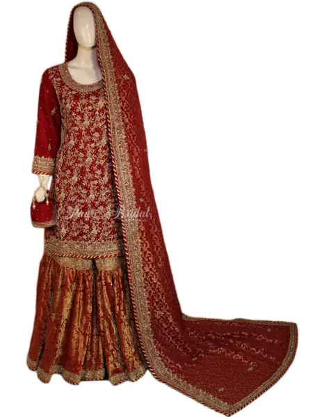 Red Bridal Garara – Luxurious Elegance in Every Detail