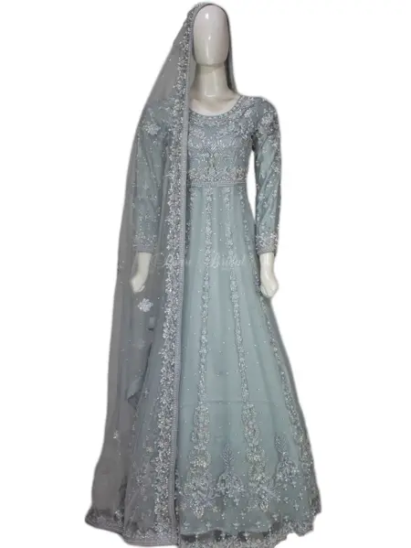 Mint Green Bridal Maxi – 3D Hand Embroidered Elegance!
