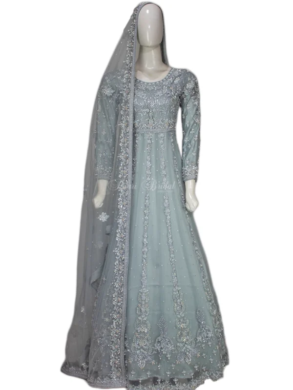 Mint Green Bridal Maxi – 3D Hand Embroidered Elegance!