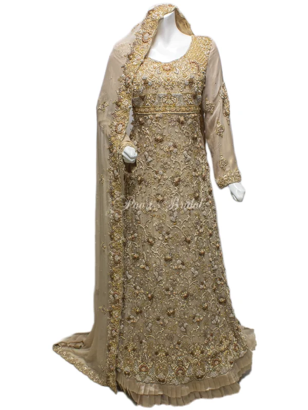 Golden Chiffon Walima Maxi – A Bridal Must-Have!